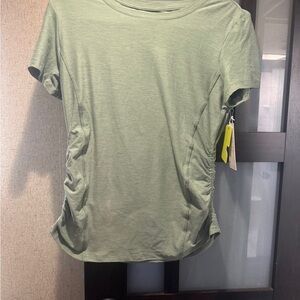 Ruched Green Short Sleeve Tee